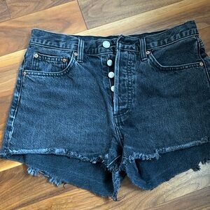 Black denim forum “ex-boyfriend” shorts, size 26